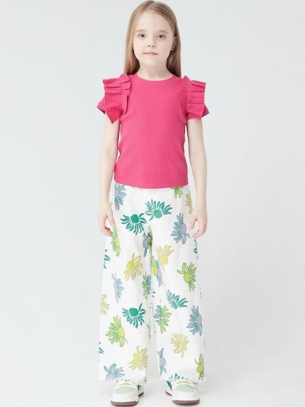 Kız Çocuk Kaşkorse Kolları Fırfırlı Bluz