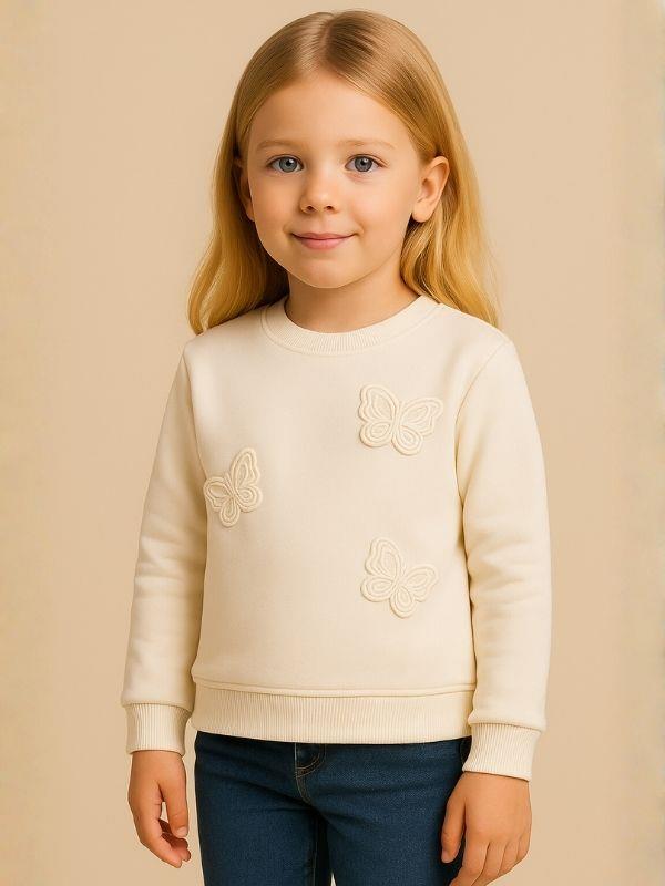 Kız Çocuk Kelebek Desenli Sweatshirt