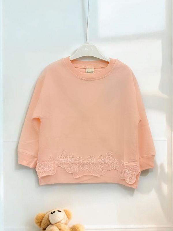 Kız Çocuk Kelebek İşlemeli Sweatshirt