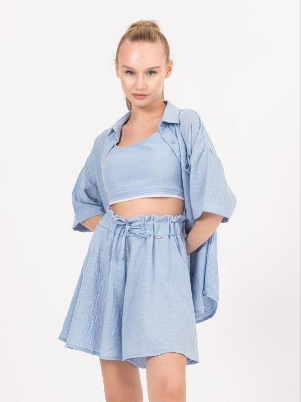 Kız Çocuk Keten Bol Kesim Şort