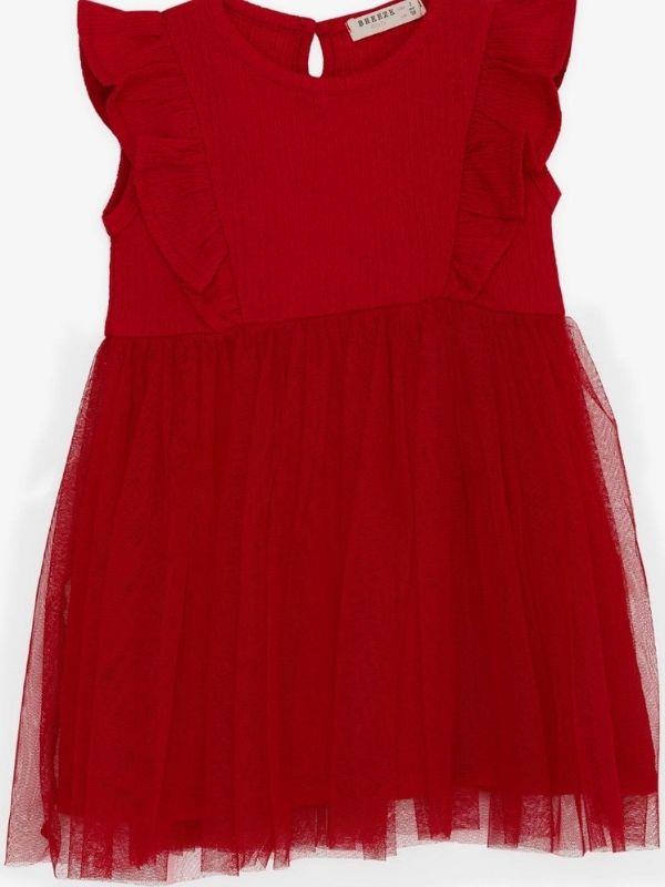 Kız Çocuk Kollar Fır Fırlı Eteği Tüllü Elbise