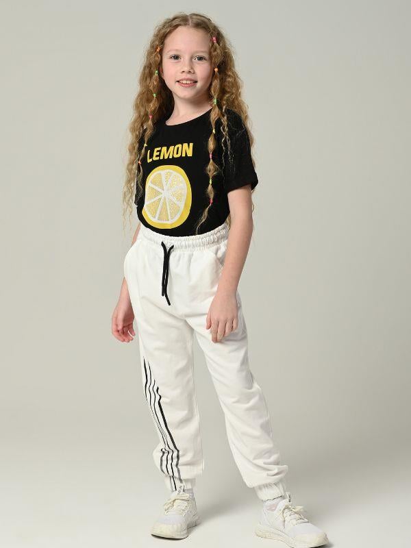 Kız Çocuk Lemon Tshirt Baskılı Paçası Lastikli Eşofman Takım