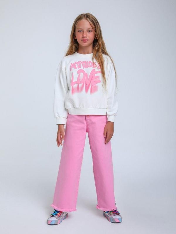 Kız Çocuk Love Yazılı Kapüşonlu Sweatshirt
