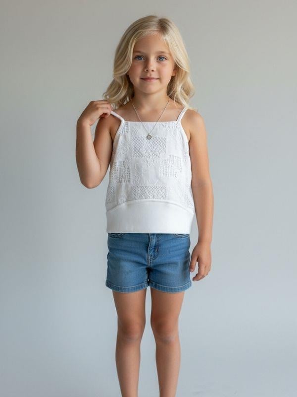 Kız Çocuk Motif Desenli Askılı Bluz