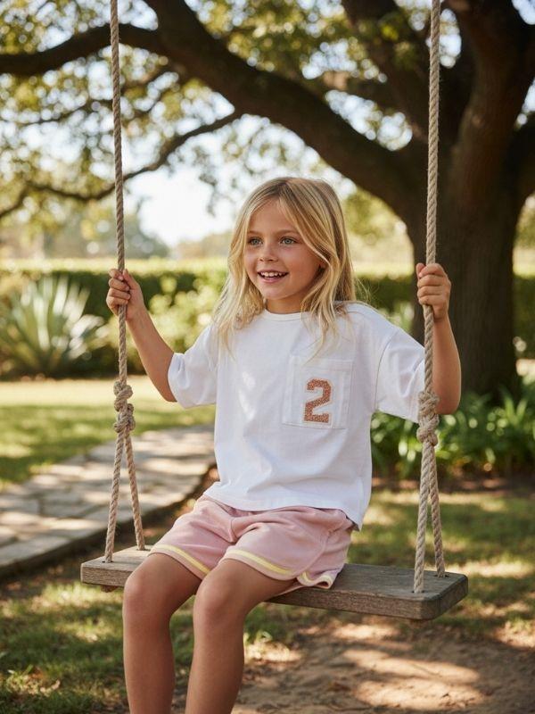 Kız Çocuk Nakışlı T-shirt Şortlu Takım