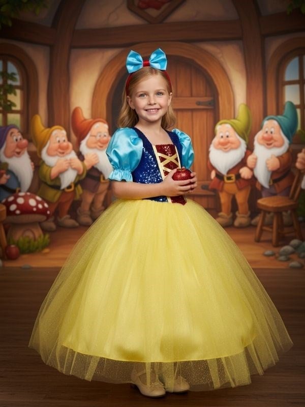 Kız Çocuk Pamuk Prenses ve Rapunzel Kostümü
