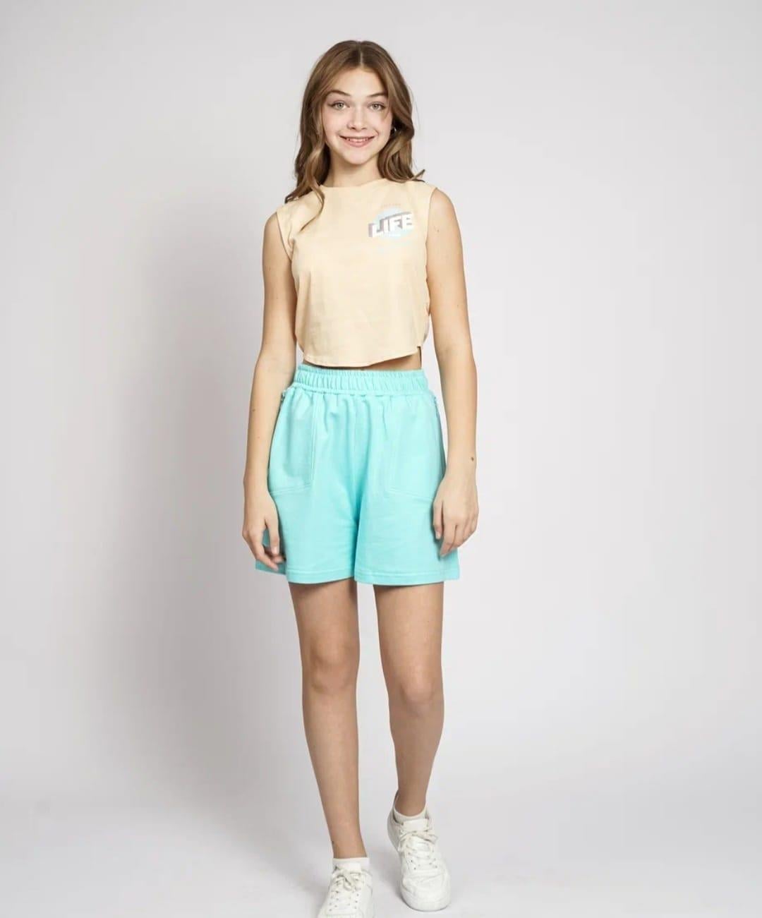 Kız Çocuk Pamuklu Atlet Crop Bluz