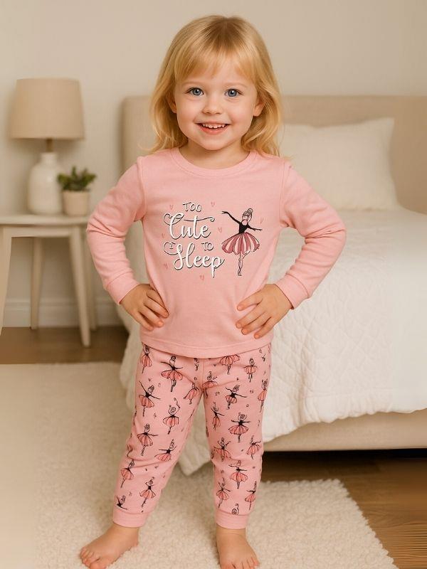 Kız Çocuk Pamuklu Balerin Baskılı Pijama