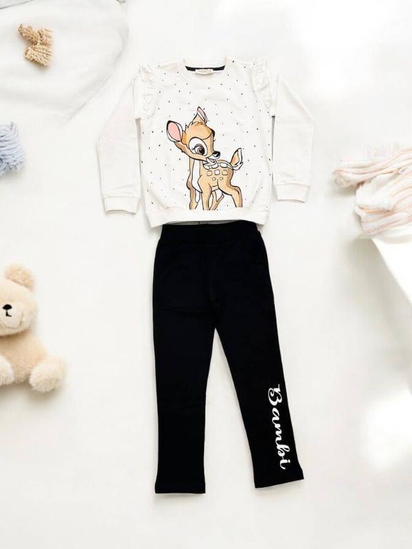 Kız Çocuk Pamuklu Bambi Baskılı Eşofman Takım
