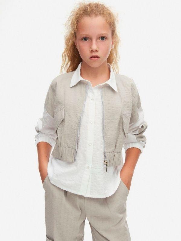 Kız Çocuk Pamuklu Ceket Görünümlü Gömlek