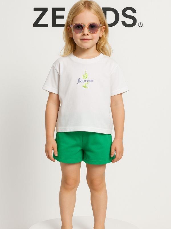 Kız Çocuk Pamuklu  Desenli T-shirt