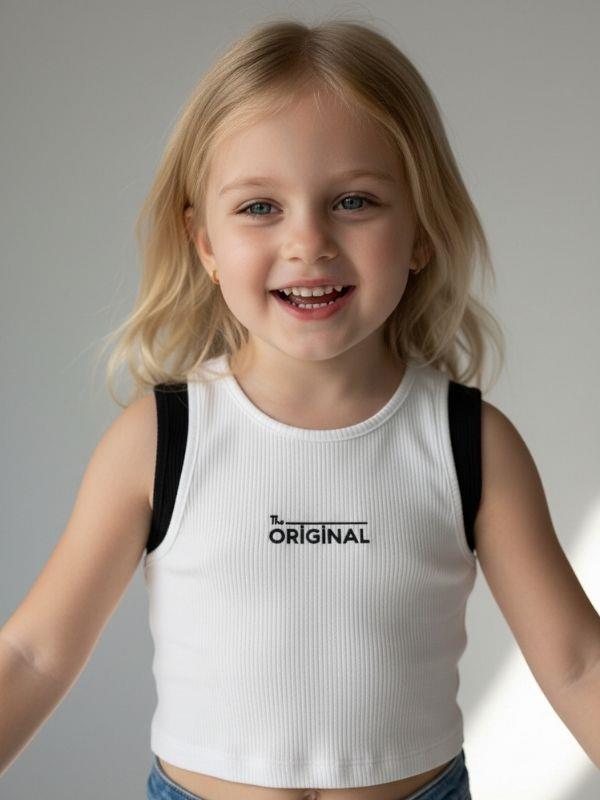 Kız Cocuk Pamuklu Fitiili Crop Bluz