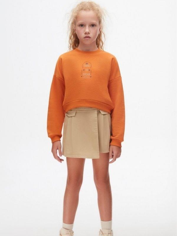 Kız Çocuk Pamuklu İki iplik Crop Sweat  Bluz