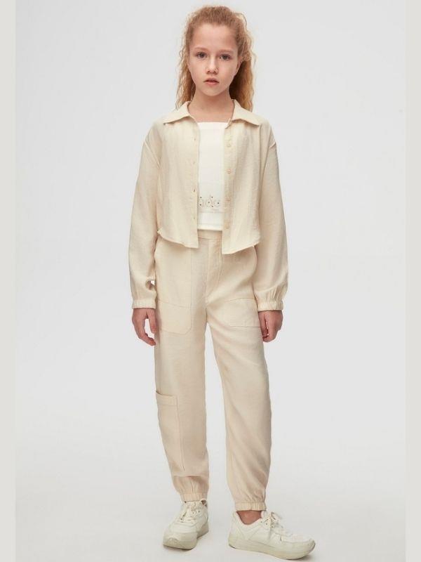 Kız Çocuk Pamuklu İnce Paçaları Ve Beli Lastikli Frozen Pantolon