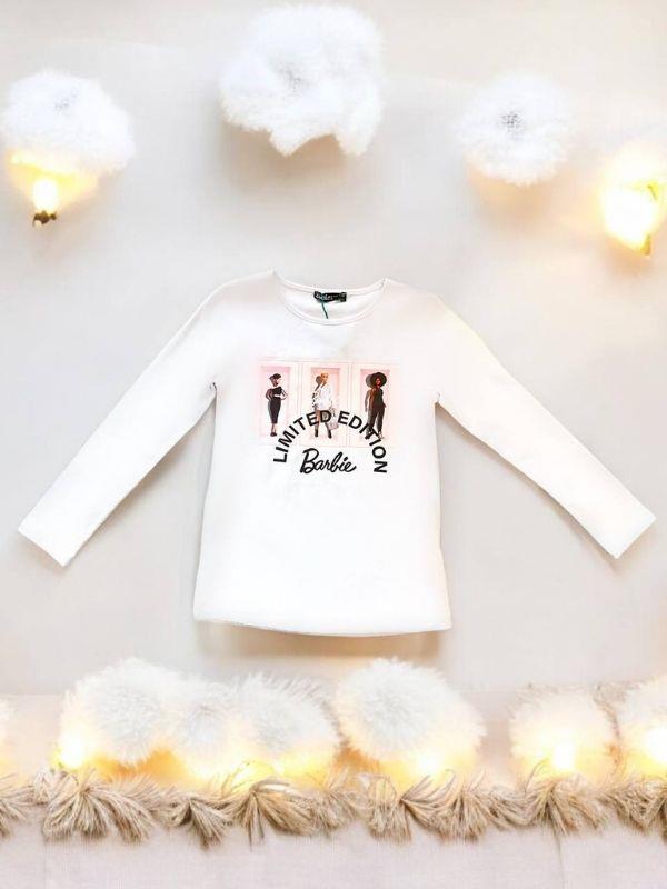 Kız Çocuk Pamuklu Mevsimlik İnce Uzun Kol Barbie Tshirt