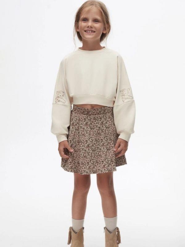 Kız Çocuk Pamuklu Orta Kalınlık Crop Sweatshirt