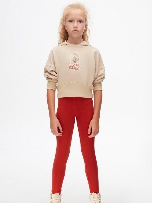 Kız Çocuk Pamuklu Orta Kalınlık Kapüşonlu Crop Sweatshirt