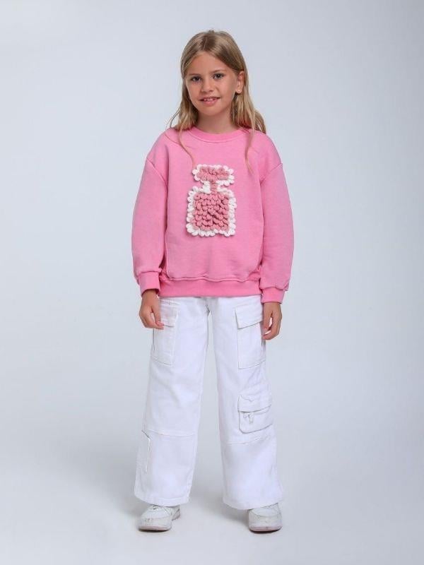 Kız Çocuk Parfüm Şişesi Örgü Detaylı Sweatshirt