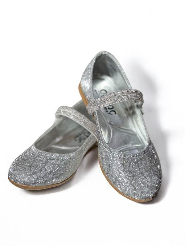 Kız Çocuk Parlak Taş Detaylı Ortopedik Tabanlı Babet