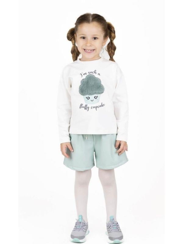 Kız Çocuk Peluş Cupcake Desenli Sweatshirt