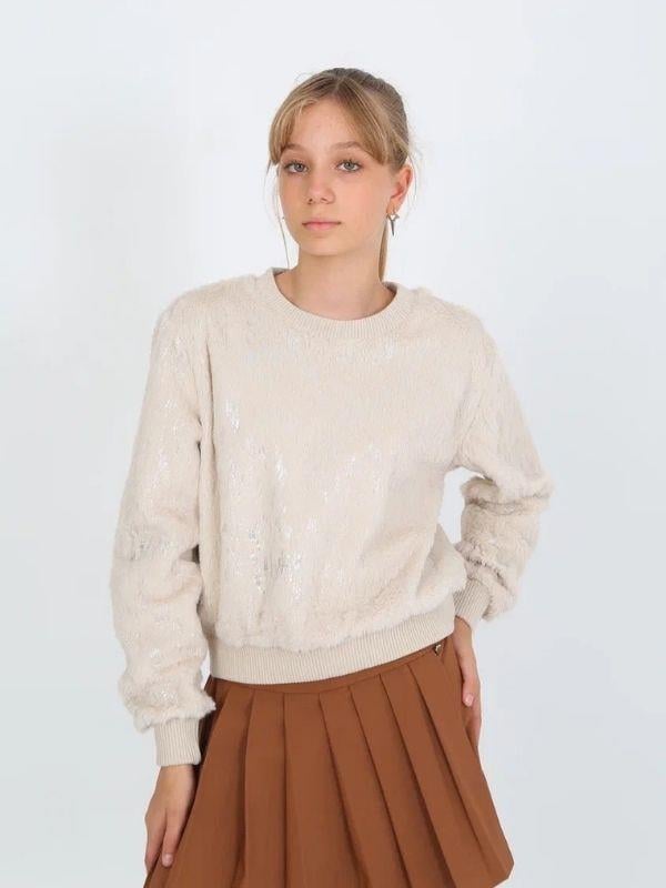 Kız Çocuk Peluş Işıltılı Kazak