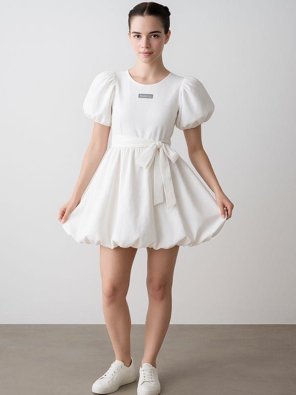 Kız Çocuk Poplin Balon Tasarım Elbise