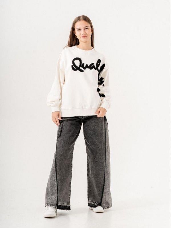 Kız Çocuk Quality Yazılı Pamuklu Sweatshirt