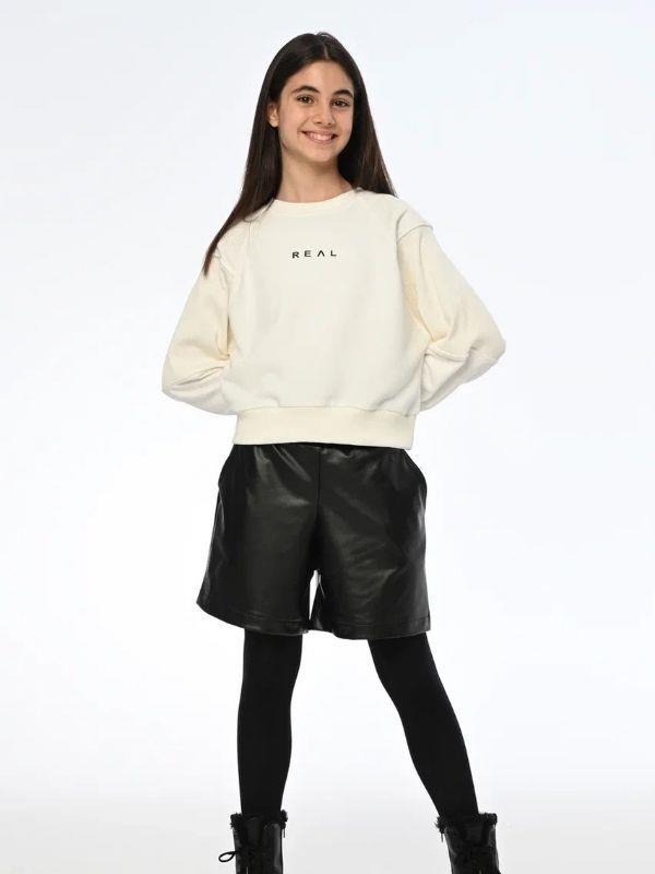 Kız Çocuk Real Yazılı Kısa Sweatshirt