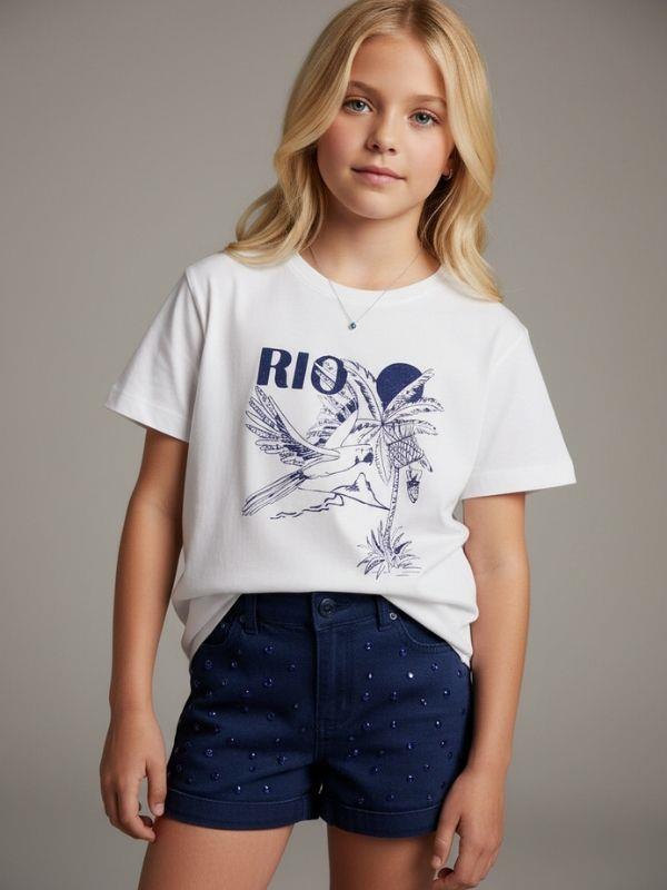 Kız Çocuk Rio Baskılı Basic T-shirt