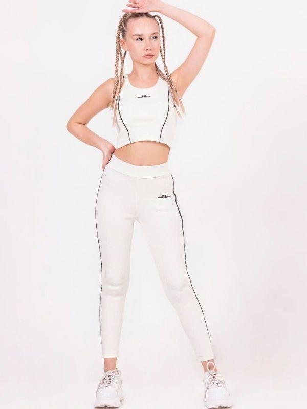 Kız Çocuk Şeritli Taytlı Crop Takım