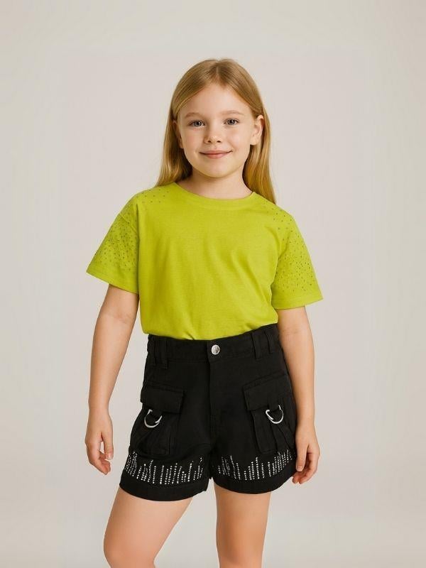 Kız Çocuk Taş İşlemeli Şort