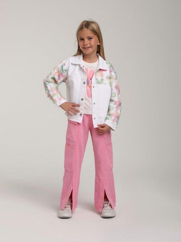 Kız Çocuk Tasarım Çiçekli Kot Ceket