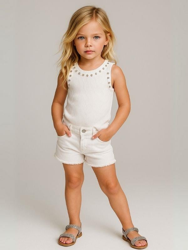 Kız Çocuk Taşlı Crop