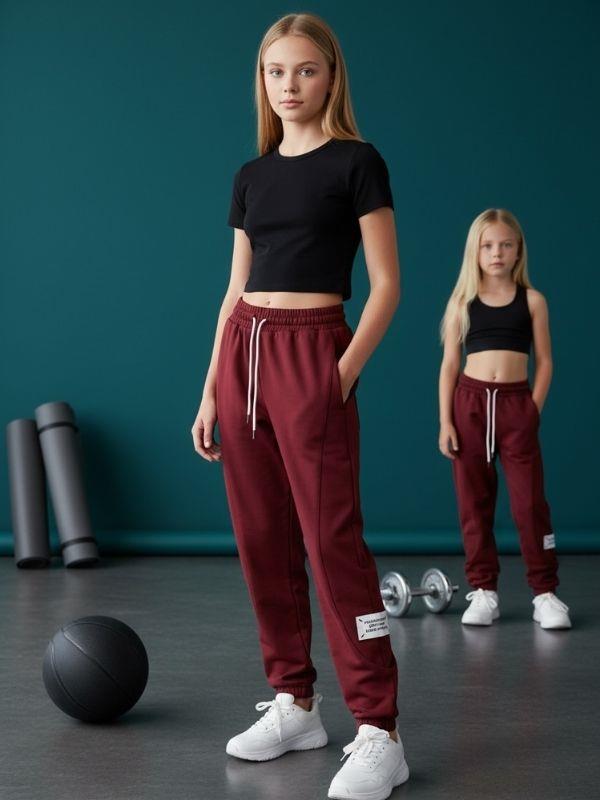 Kız Çocuk Yanları Kaşkorse Şalvar Kesim Tasarım Eşofman Altı