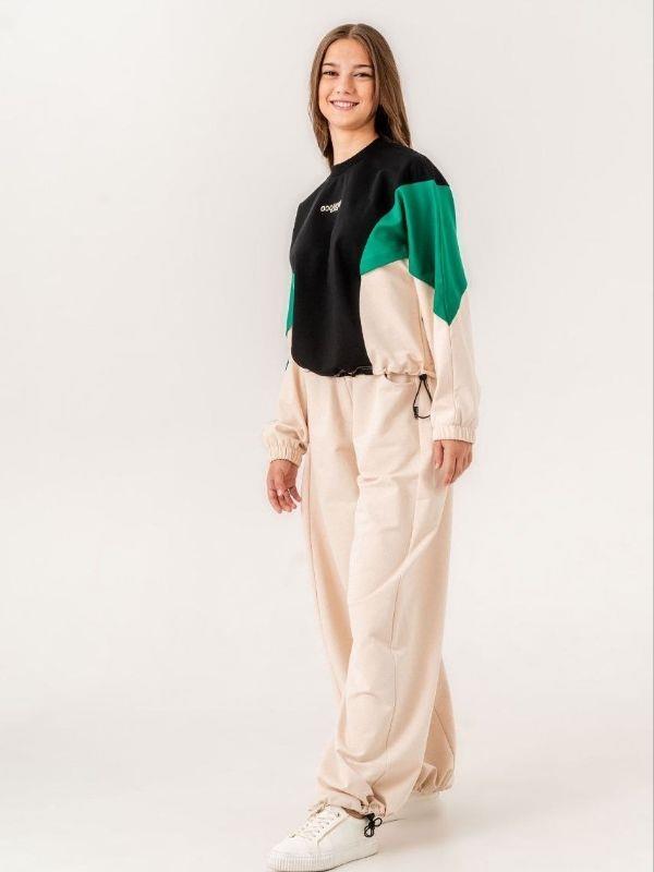 Kız Çocuk Yarasa Kol Renkli Sweatshirt