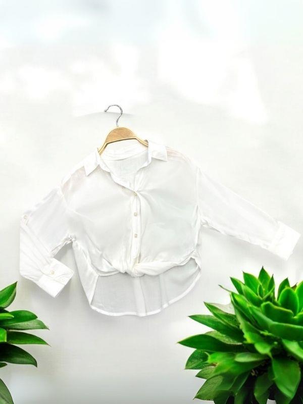 Kız Çocuk Yazlık Bağlama Detaylı Gömlek