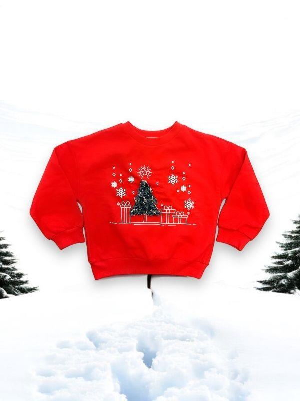 Kız Çocuk Yılbaşı Temalı Ağaçlı Sweat