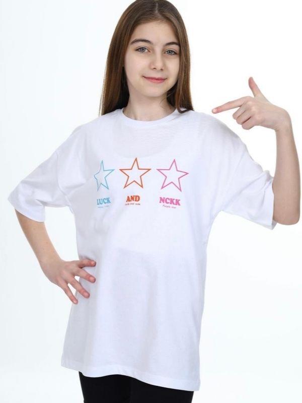 Kız Çocuk Yıldız Baskılı Tshirt