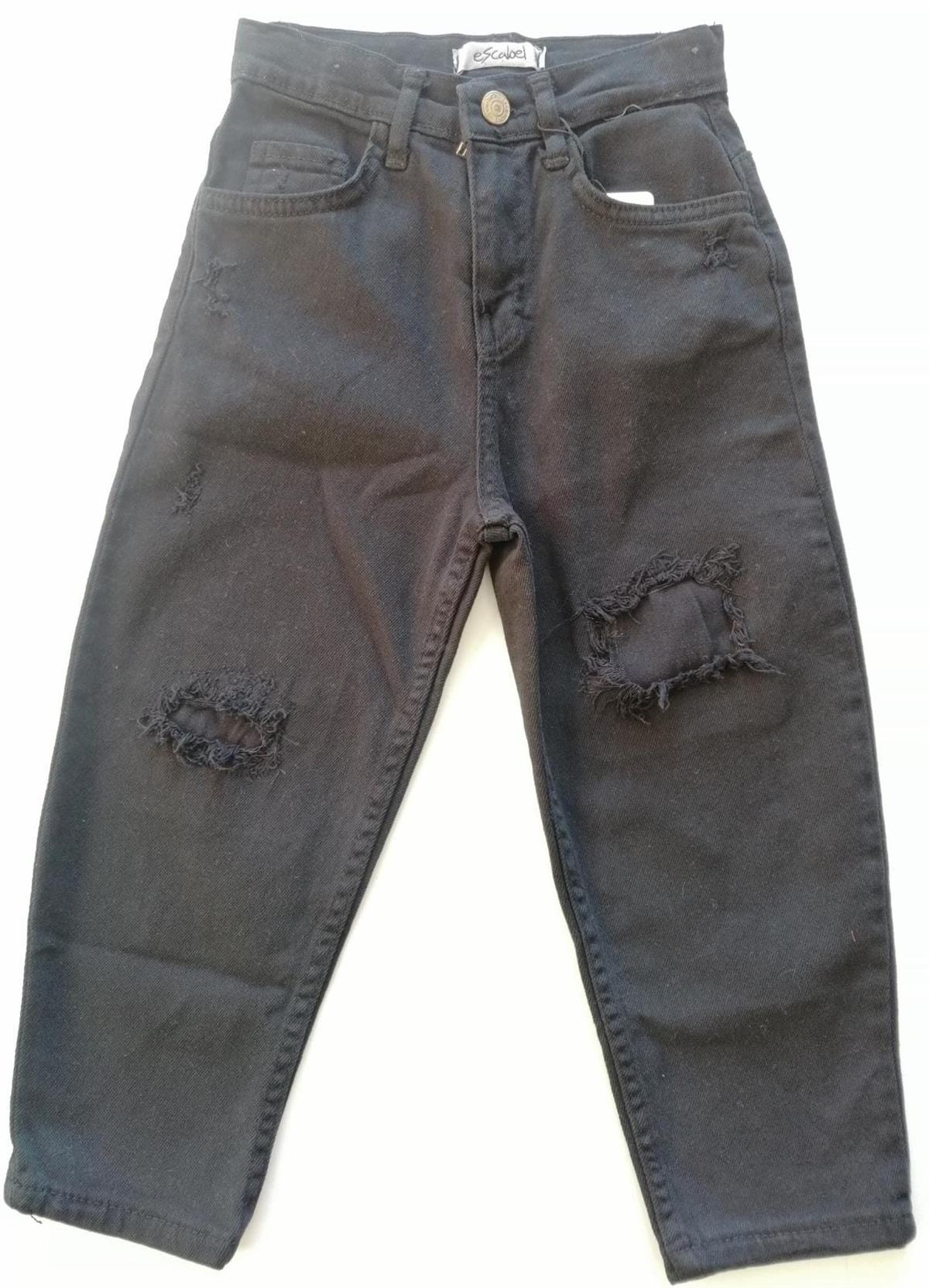 Kız Çocuk Yırtıklı Mom Jeans Pantolon