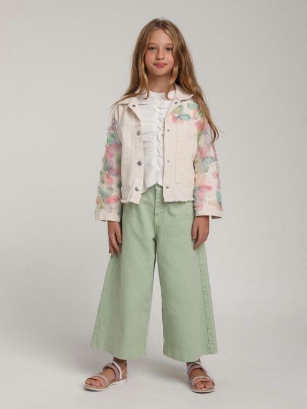 Kız Çocuk Yüksek Bel Yumuşak Dokulu Bel Ayar Lastikli Pantolon