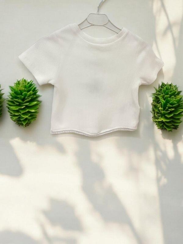 Kız Çocuk Zincirli Fitilli Crop T-shirt