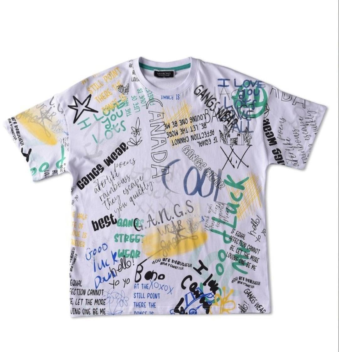 Teenage Grafiti Yazı Baskılı Over Size Tasarım Tshirt