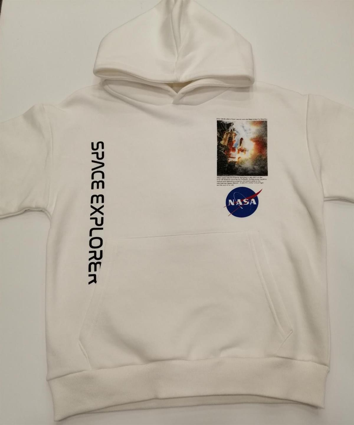 Erkek Cocuk Nasa Space Yaz l Kapu onlu Sweatshirt