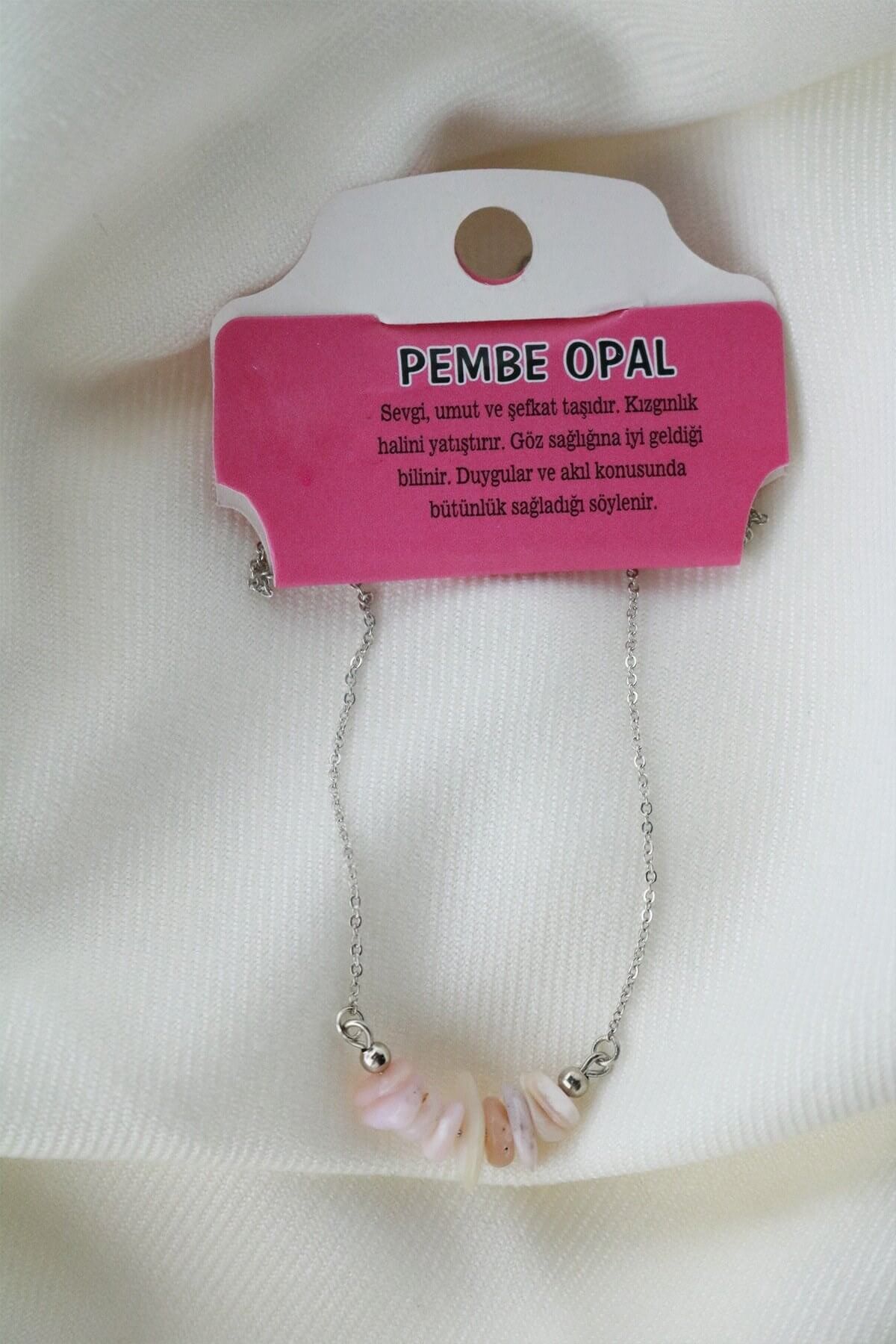 Seay Pembe Opal Taşı Kırık Model Doğaltaş Kadın Kolye