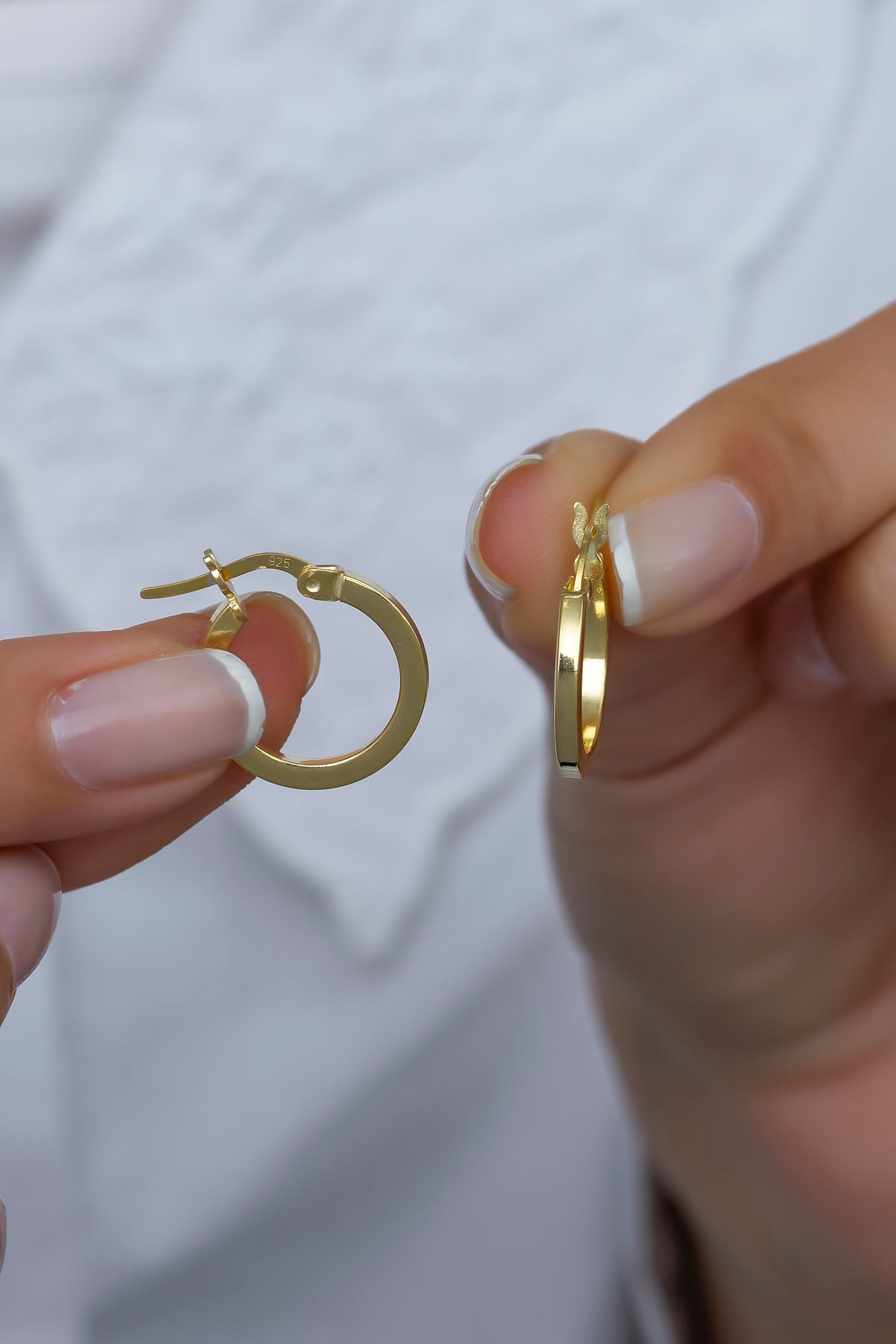 925 Ayar Gümüş 15 mm Gold Tamtur Küpe