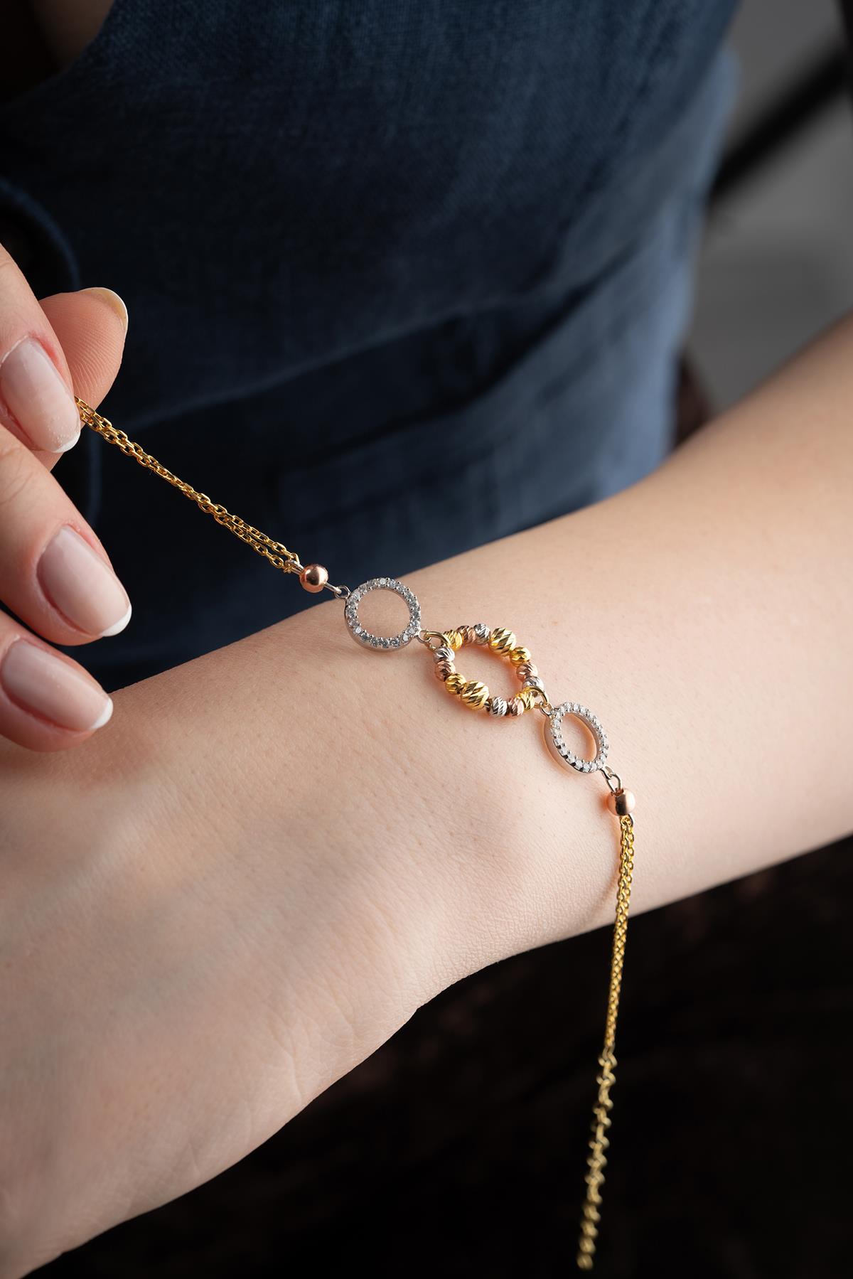 925 Ayar Gümüş Dorika Toplu 3 Halka Model Bileklik 