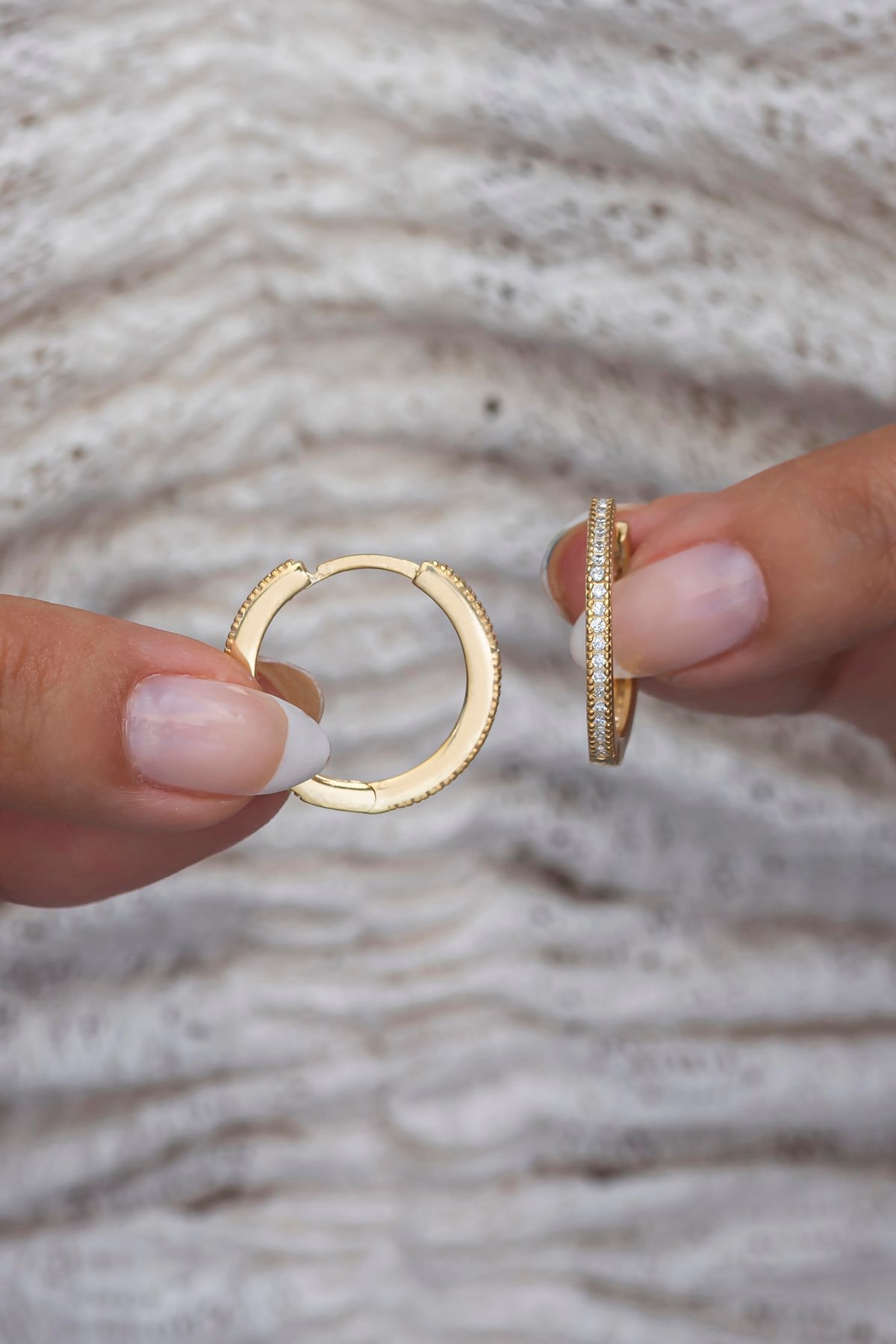 925 Ayar Gümüş Gold 20 mm Tamtur Halka Küpe