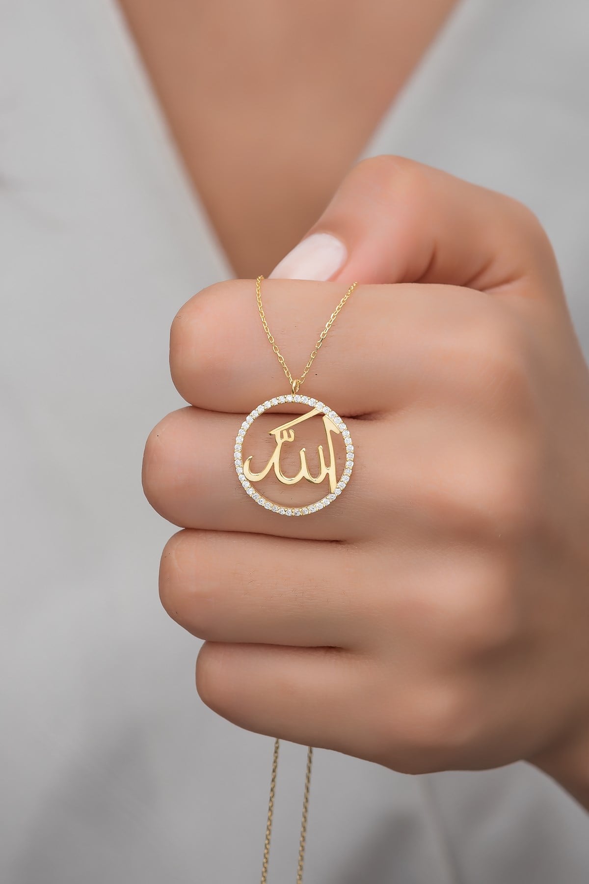 925 Ayar Gümüş Gold Allah Lafzı Kolye
