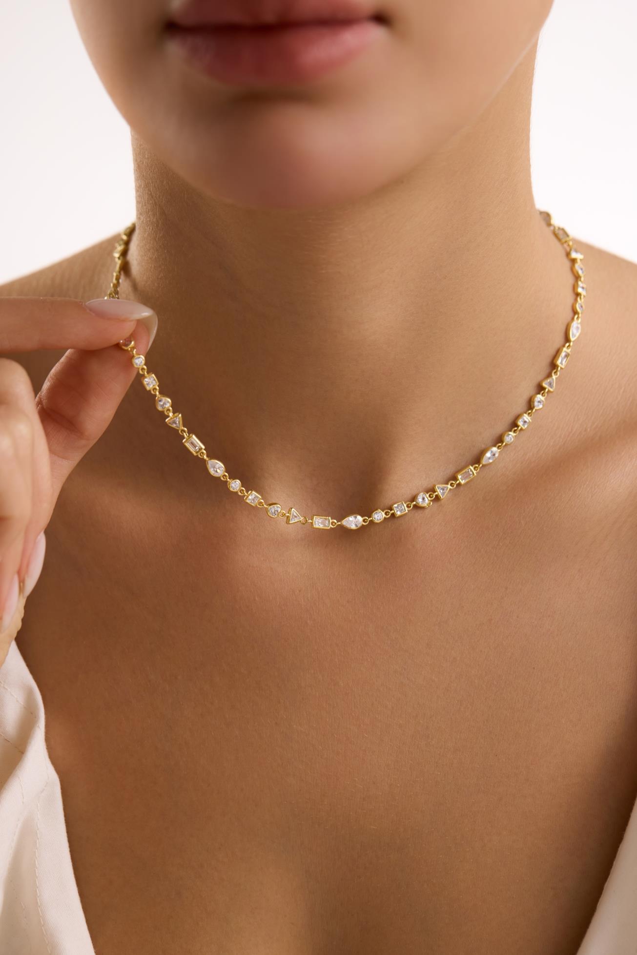 925 Ayar Gümüş Gold Kaplama 5 Farklı Element Tamtur Model Kolye