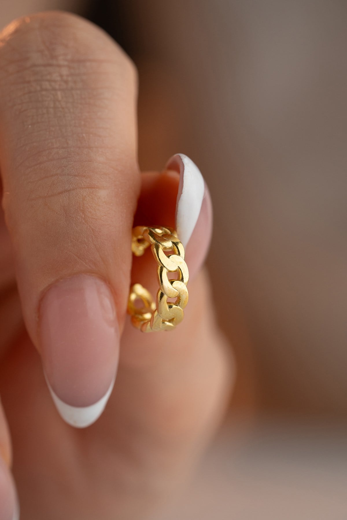 925 Ayar Gümüş Gold Kaplama Gurmet Model Kıkırdak Küpe